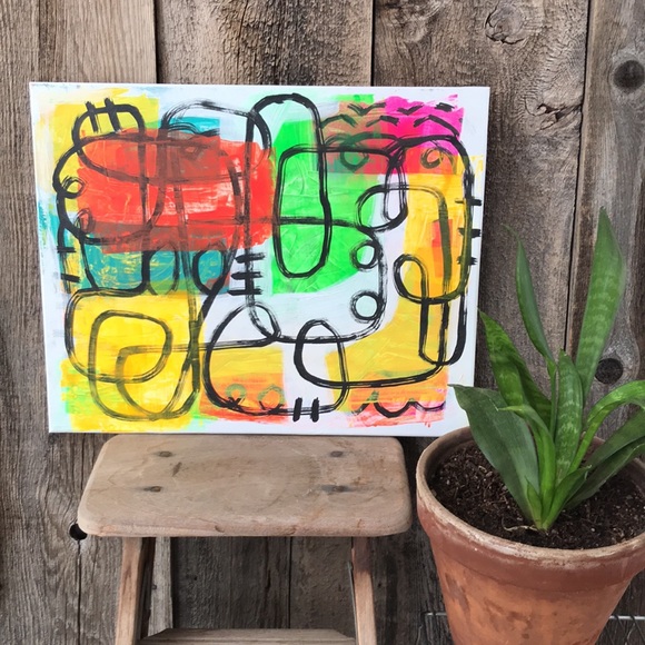 Bright and Colorful Abstract Original Painting, 16"x20" - Picture 4 of 9